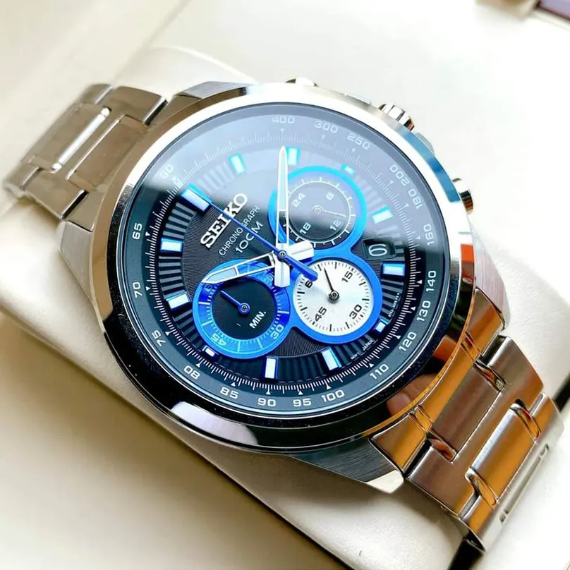 Seiko Quartz Chronograph Black Dial Men's Watch- SSB243P1